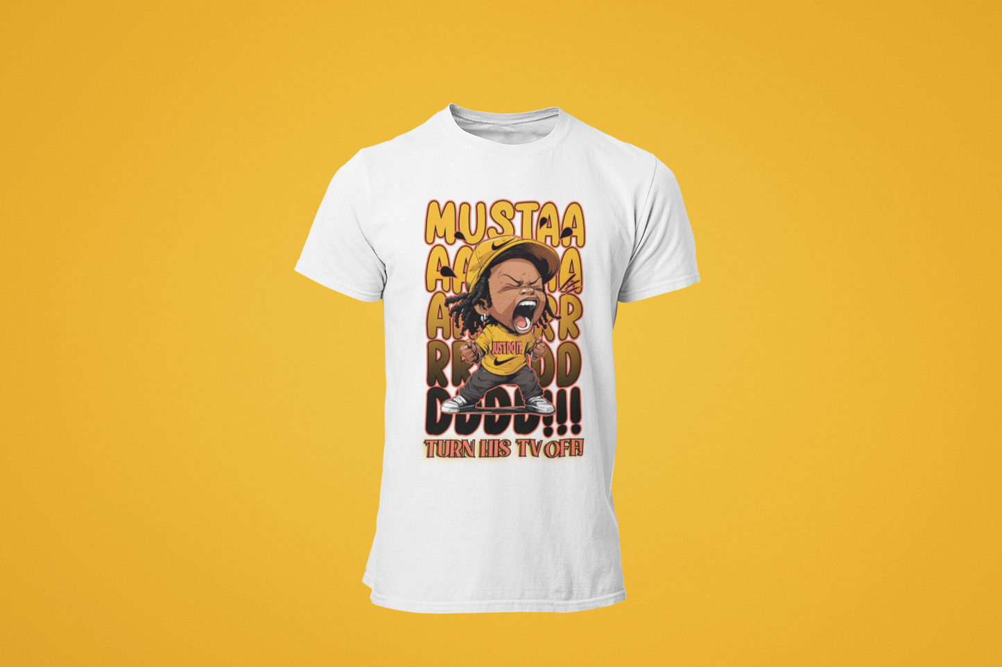 Mustard TV OFF Tee Wht/Yellow